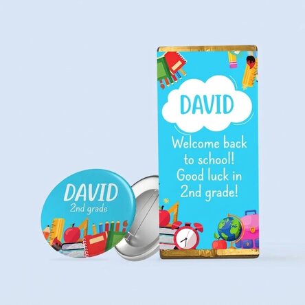 Lote de regalo personalizado para niños: «Bienvenidos de nuevo al colegio»