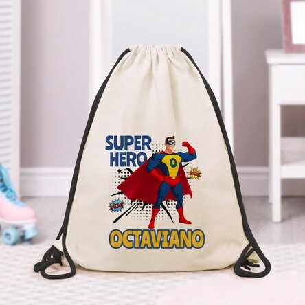 Mochila personalizada con texto: «Superhéroe»