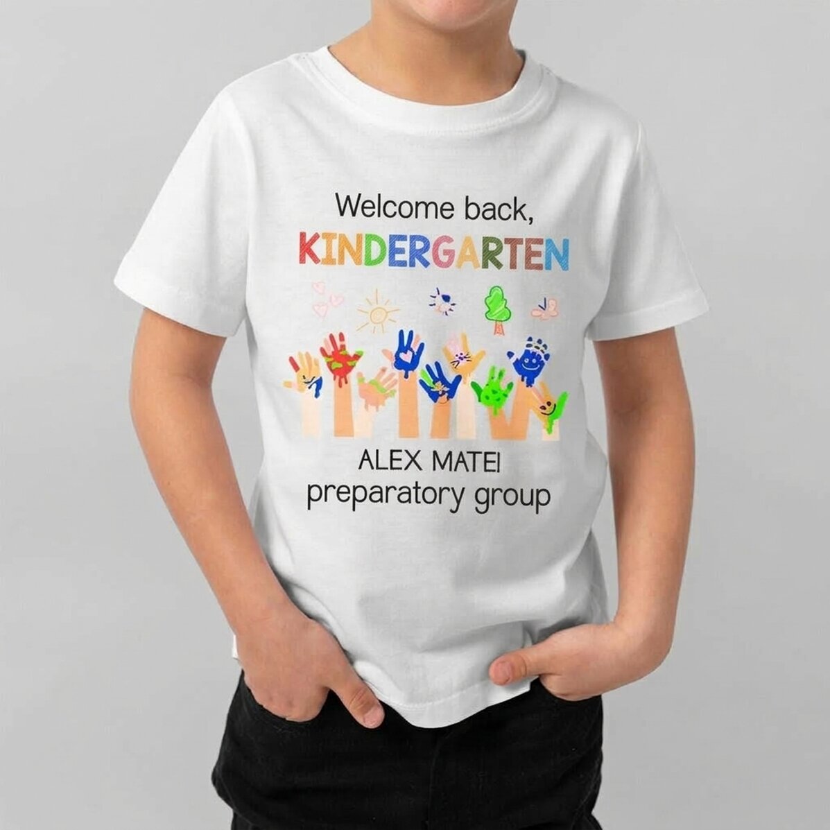 Camiseta de algodón para niños personalizada con texto - Guardería