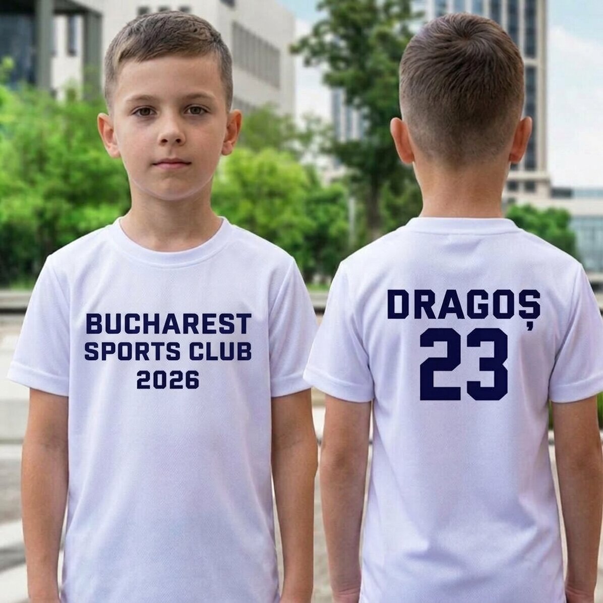 Camiseta deportiva infantil personalizada para niña, con texto en la parte trasera