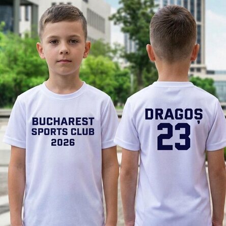 Camiseta deportiva infantil personalizada para niña, con texto en la parte trasera