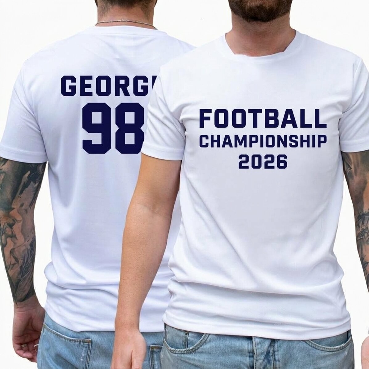 Camiseta deportiva personalizada por delante y por detrás con texto