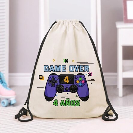 Mochila personalizada con texto: «Game over»