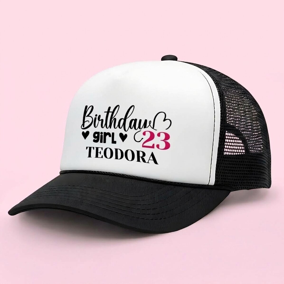 Gorra personalizada con texto: «Birthday girl»