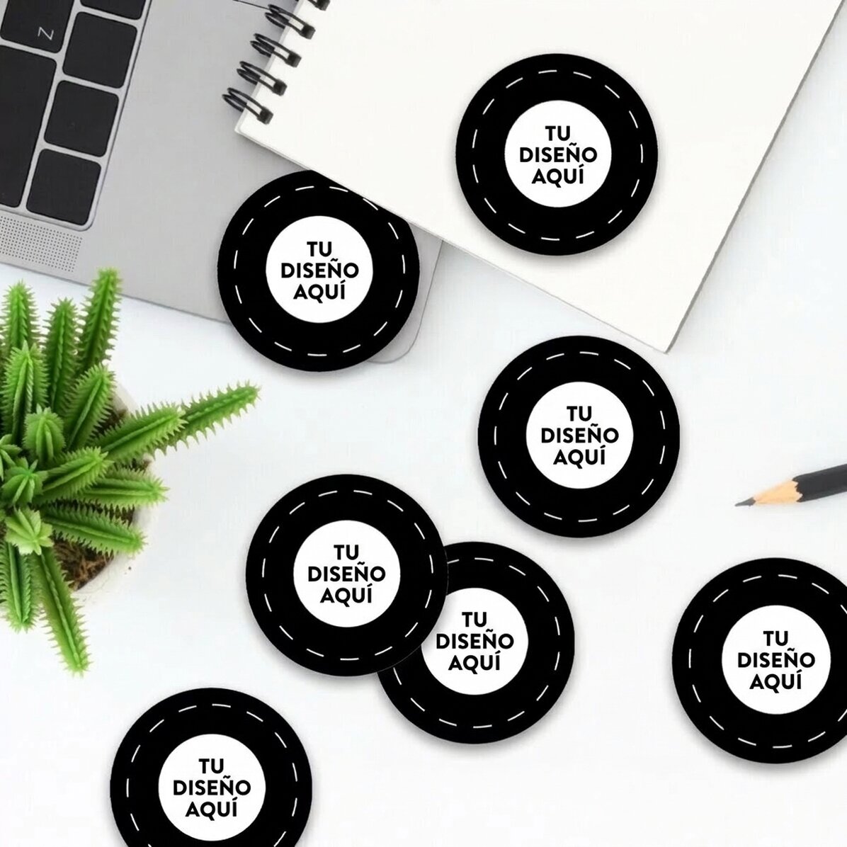 Juego de pegatinas (etiquetas autoadhesivas) redondas personalizadas con tu diseño