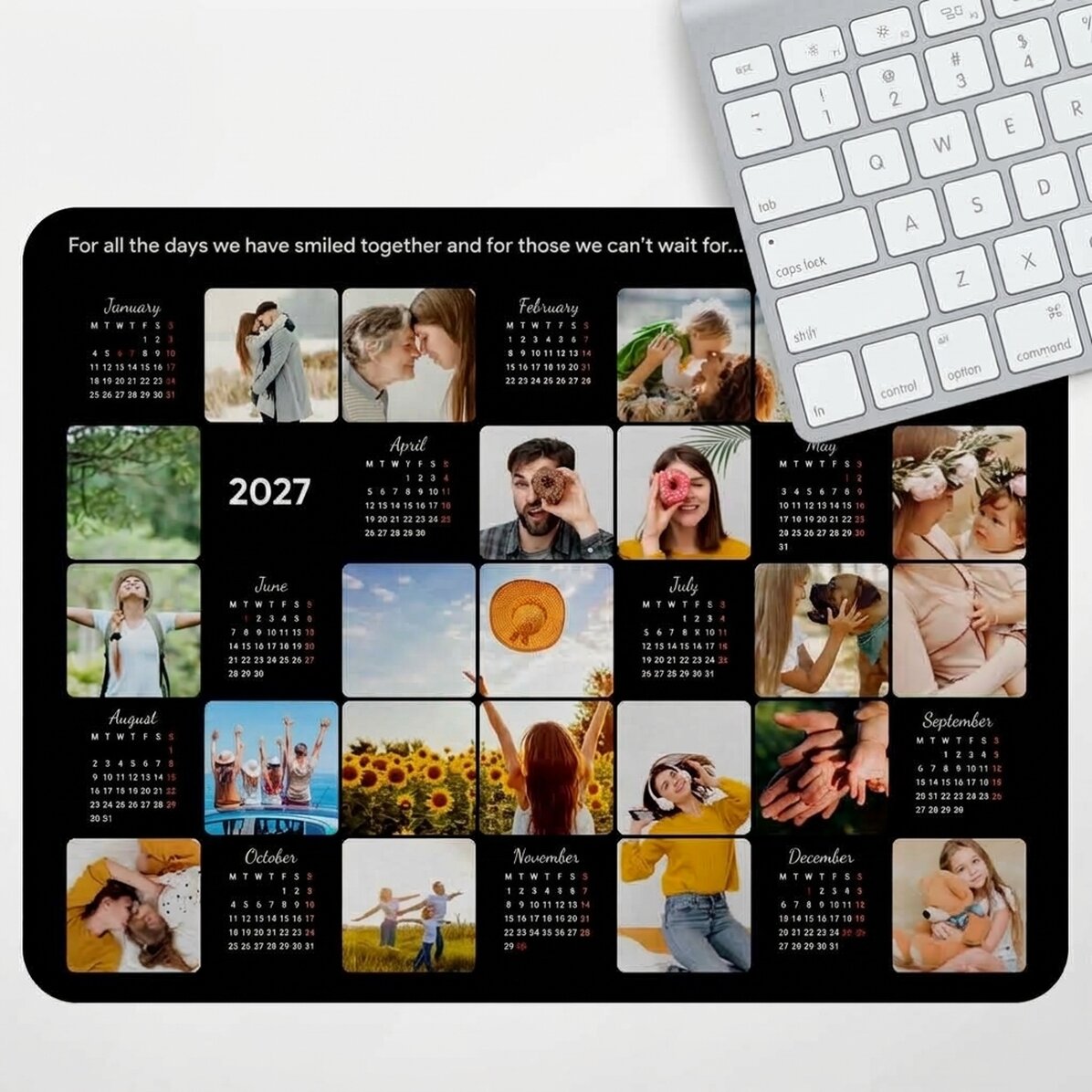 Alfombrilla de ratón XL personalizada con fotos y mensaje - Calendario