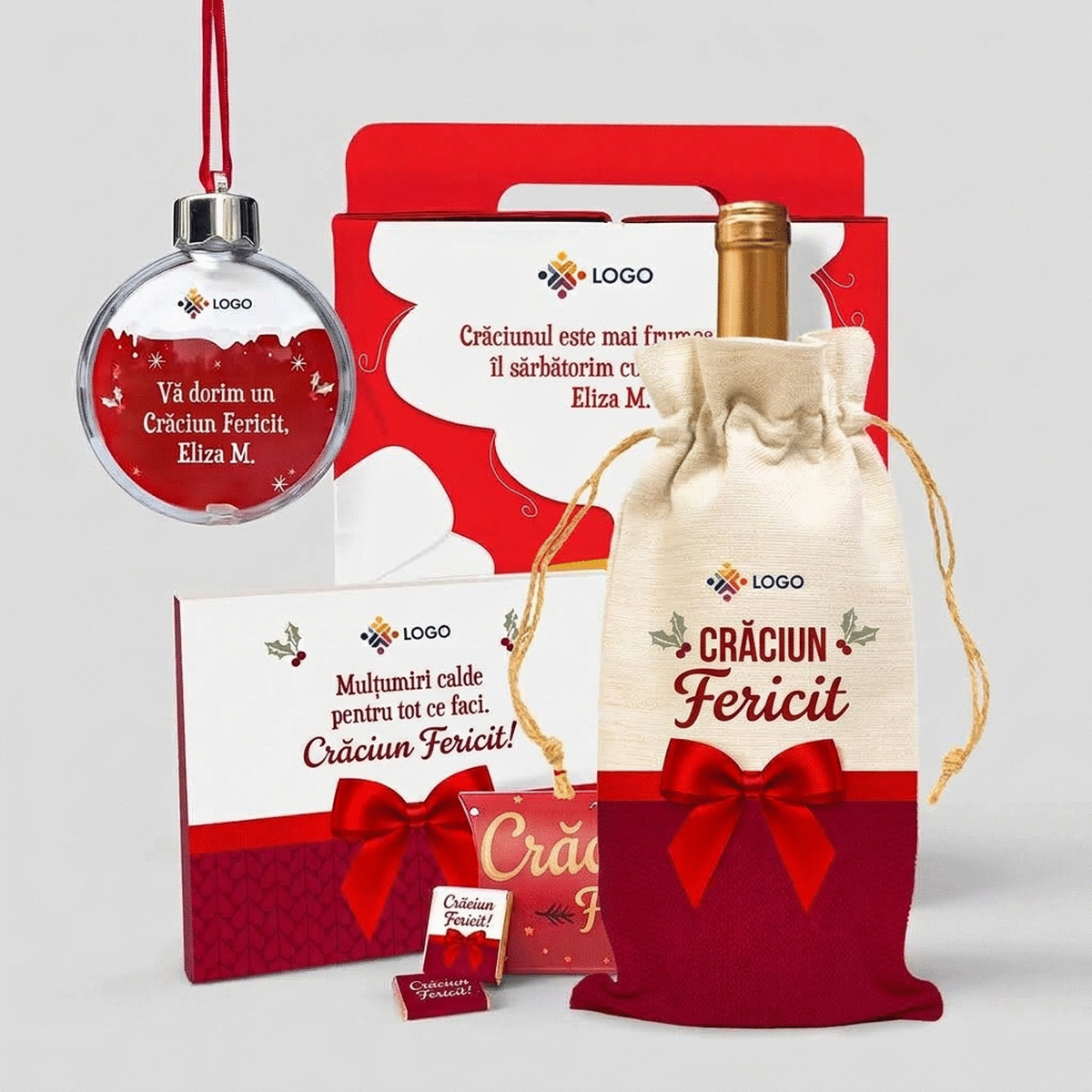 Caja de regalo - «Most wonderful time» con productos navideños personalizados con tu logotipo