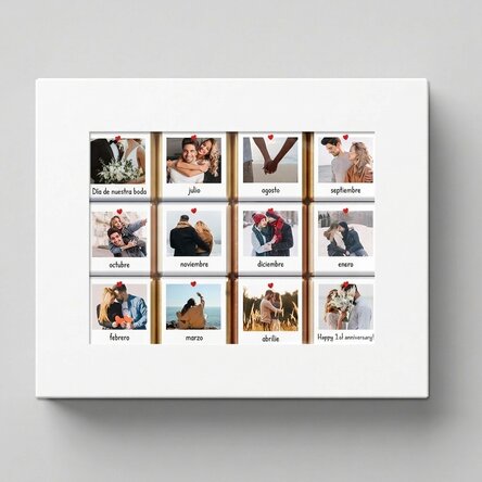 Caja de regalo con 12 minichocolates personalizados con fotos y mensajes - Our Story