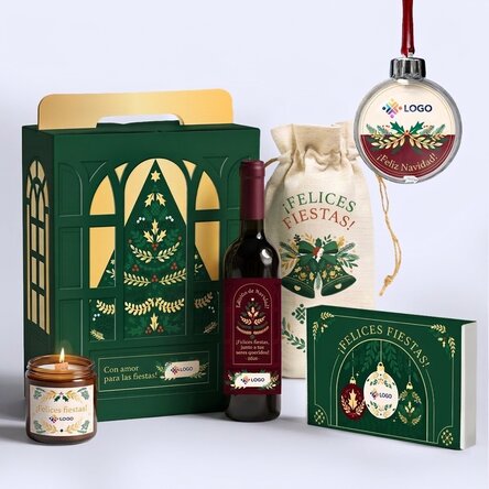 Caja de regalo - Edición de Navidad con productos personalizados con logotipo y mensaje