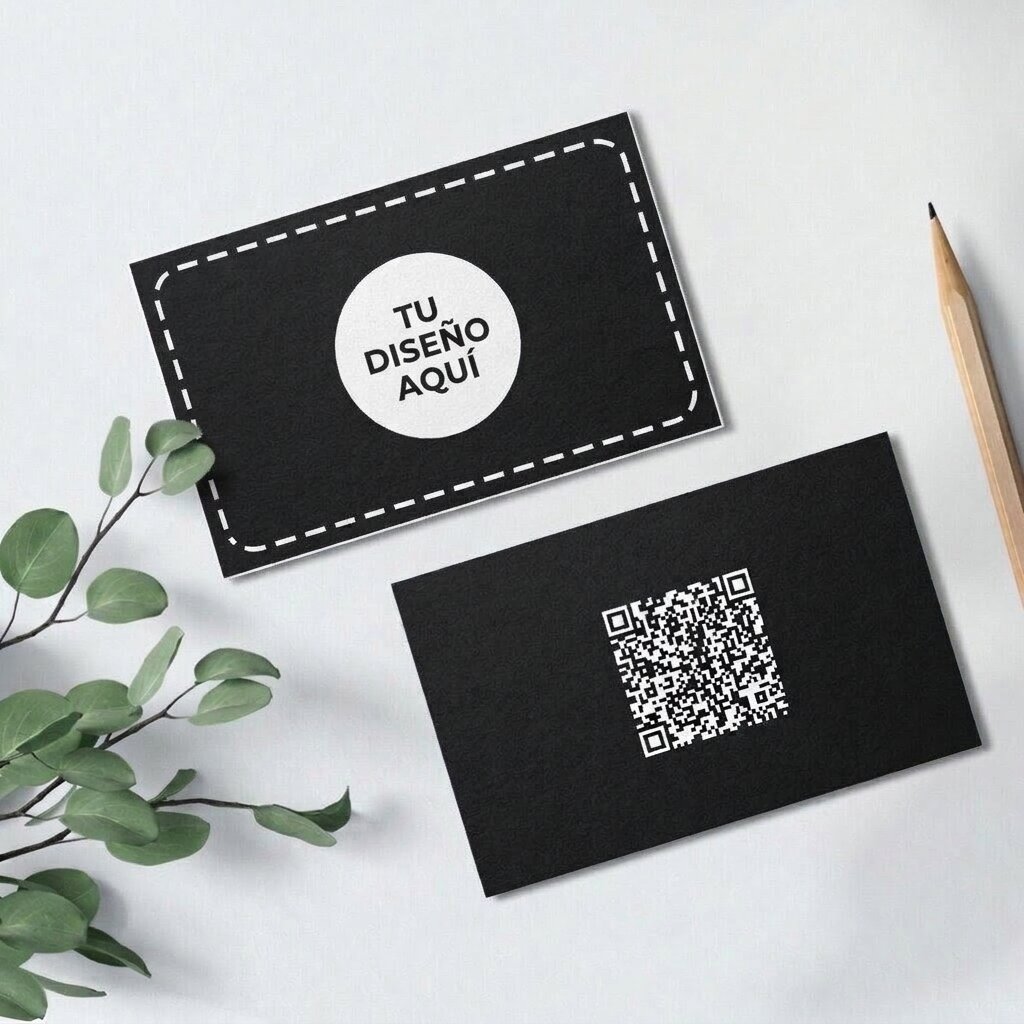 Tarjetas de visita personalizadas a doble cara, en papel, con código QR y tu diseño