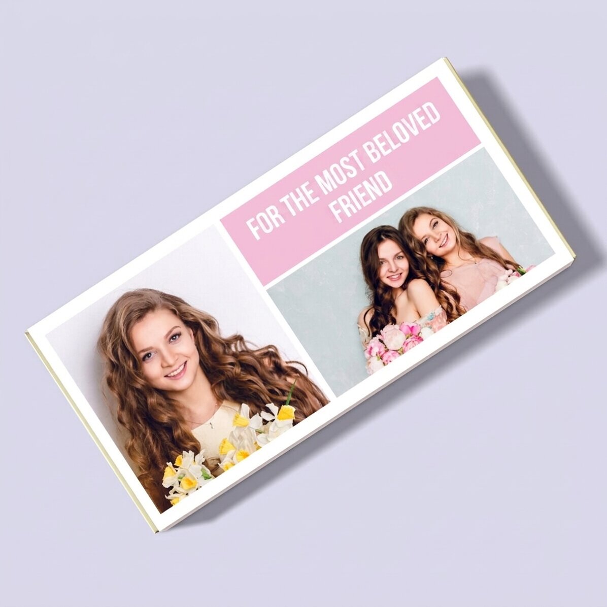Chocolate personalizado con 2 fotos y un texto