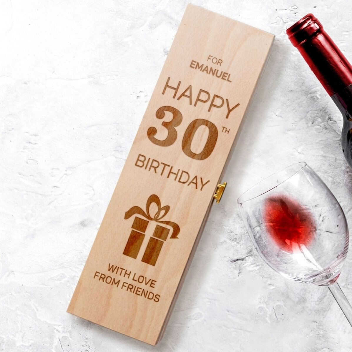 Caja de vino personalizada - Regalo de «Feliz cumpleaños»