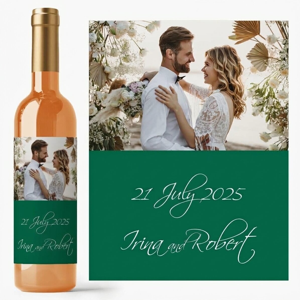Vino personalizado con una foto para la boda