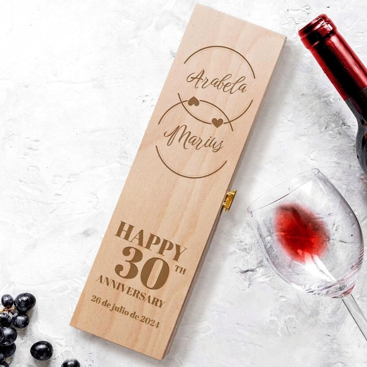 Caja de vino personalizada - modelo de aniversario