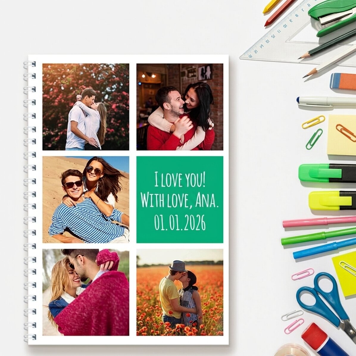 Cuaderno personalizado con 5 fotos y texto