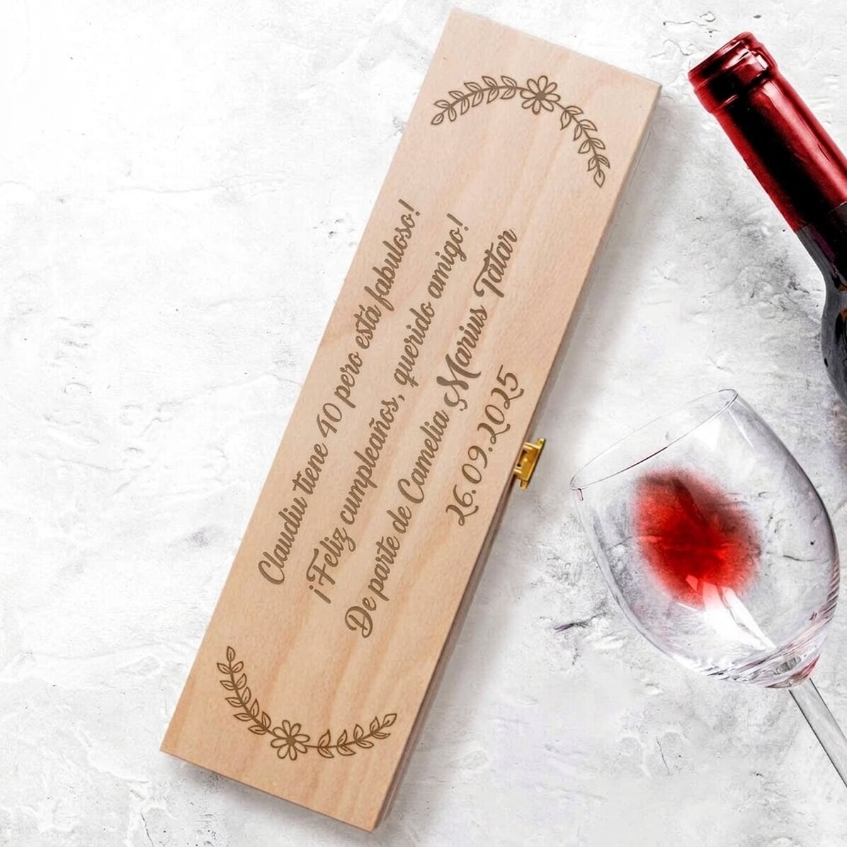 Caja de vino personalizada con mensaje