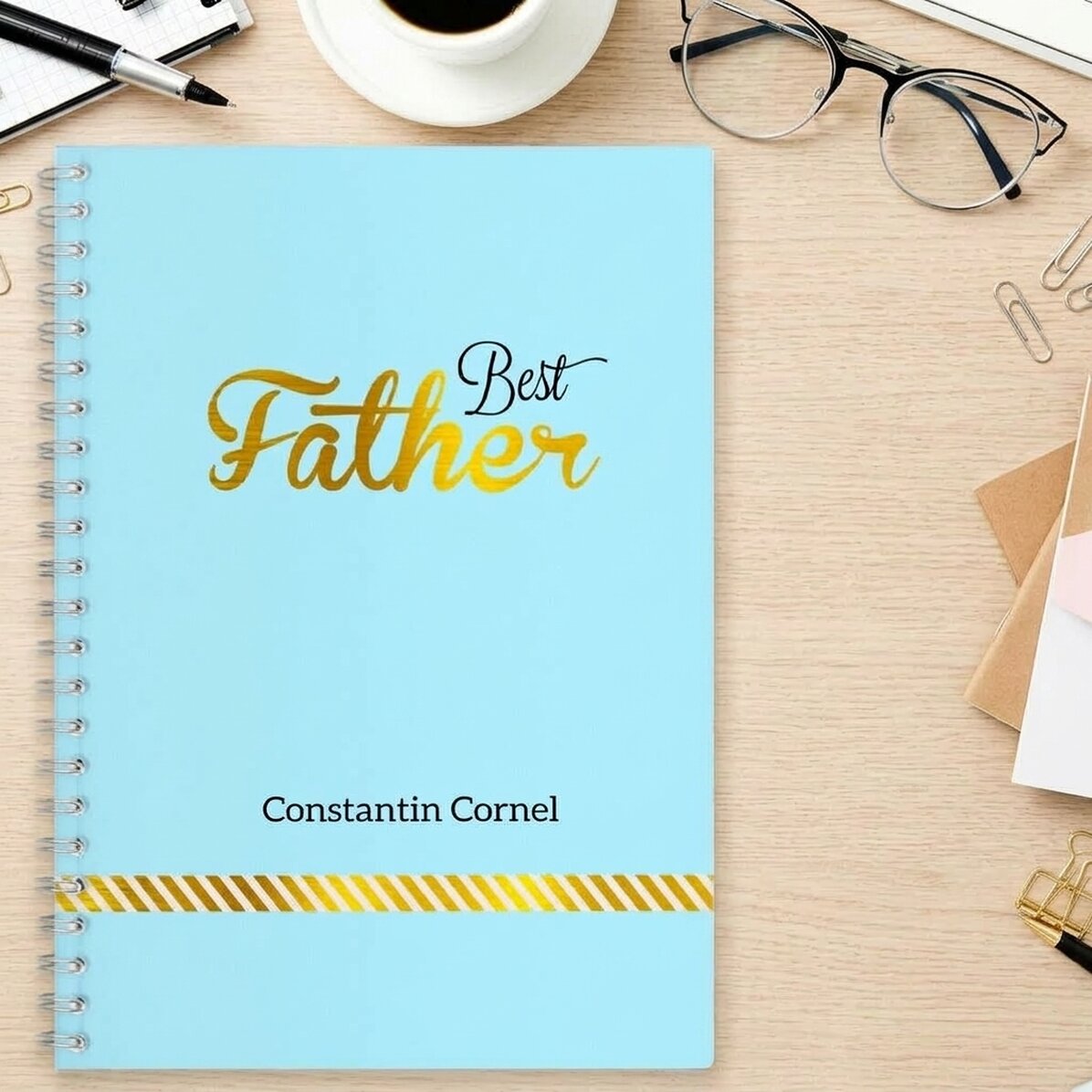 Cuaderno personalizado - Best Father, azul