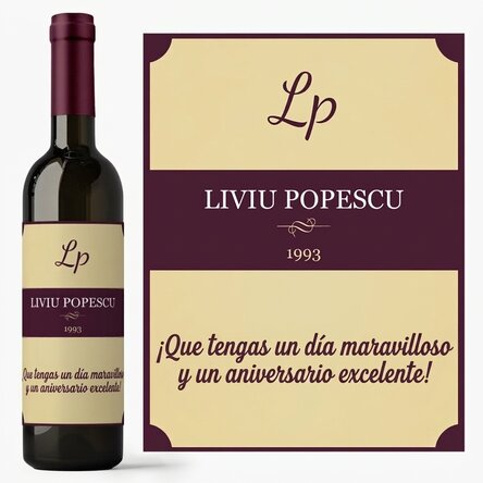 Vino personalizado - Cumpleaños vintage