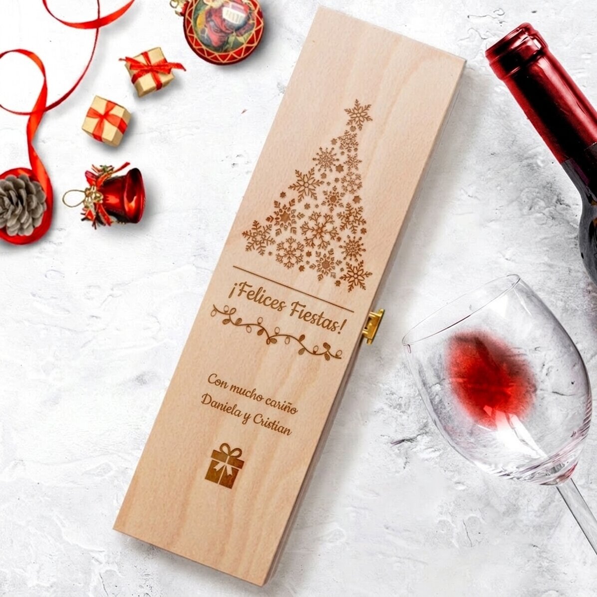 Caja de vino personalizada - Felices fiestas