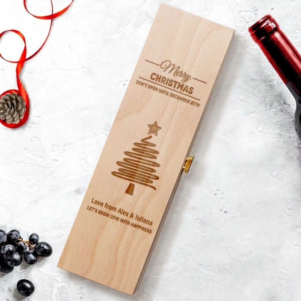 Caja de vino personalizada - Star Christmas Tree