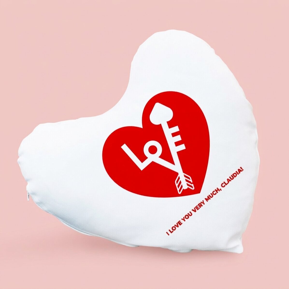 Cojín personalizado con forma de corazón - #love