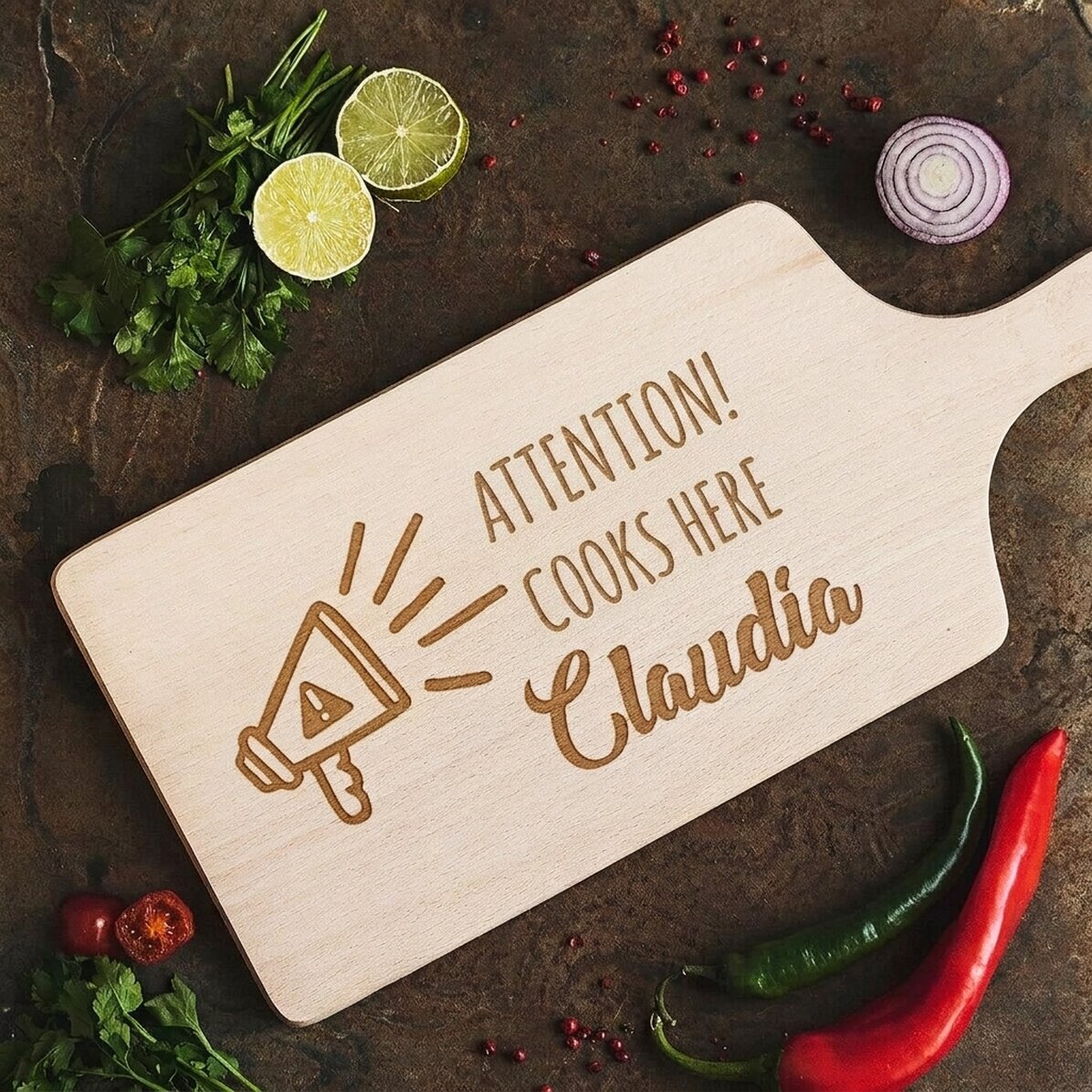 Tabla de cortar personalizada - ¡Cuidado, aquí se cocina...!