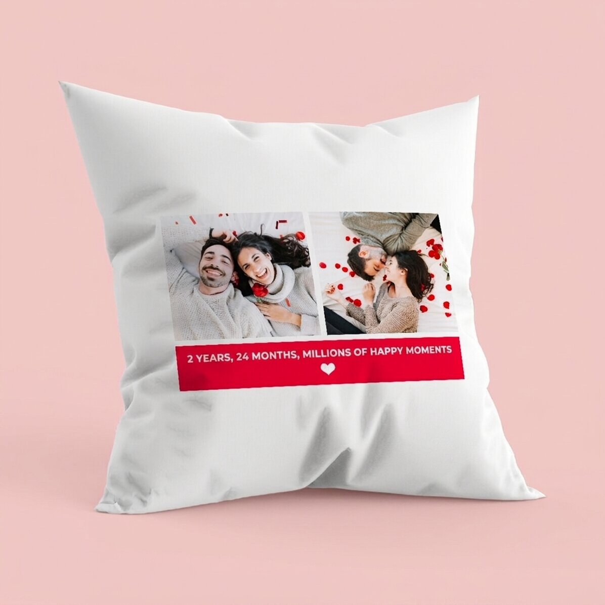 Cojín personalizado con 2 fotos y texto