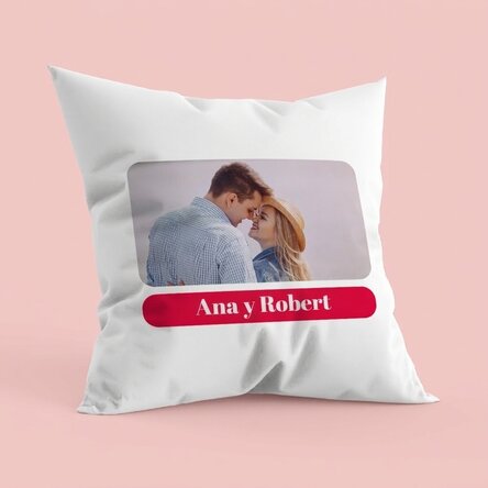 Cojín personalizado con una foto y un texto