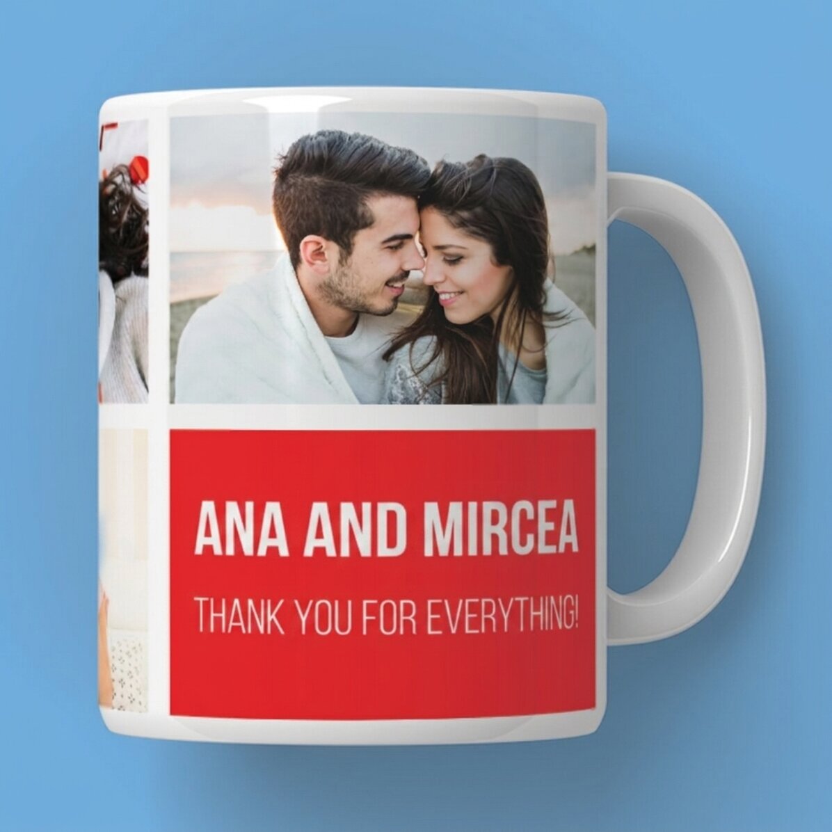 Taza personalizada con 5 fotos y texto