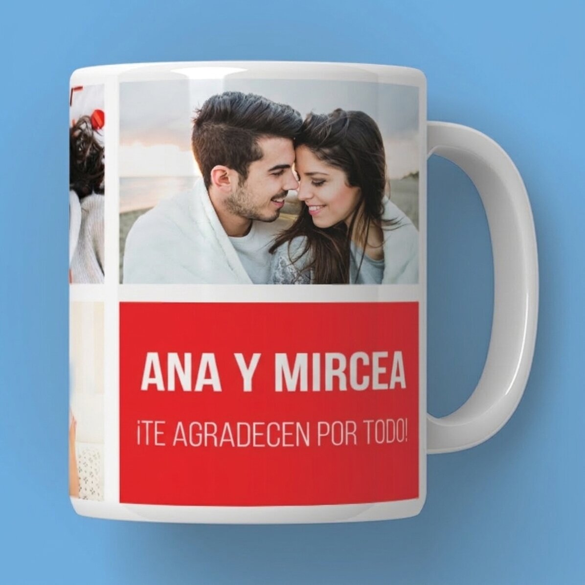 Taza personalizada con 5 fotos y texto