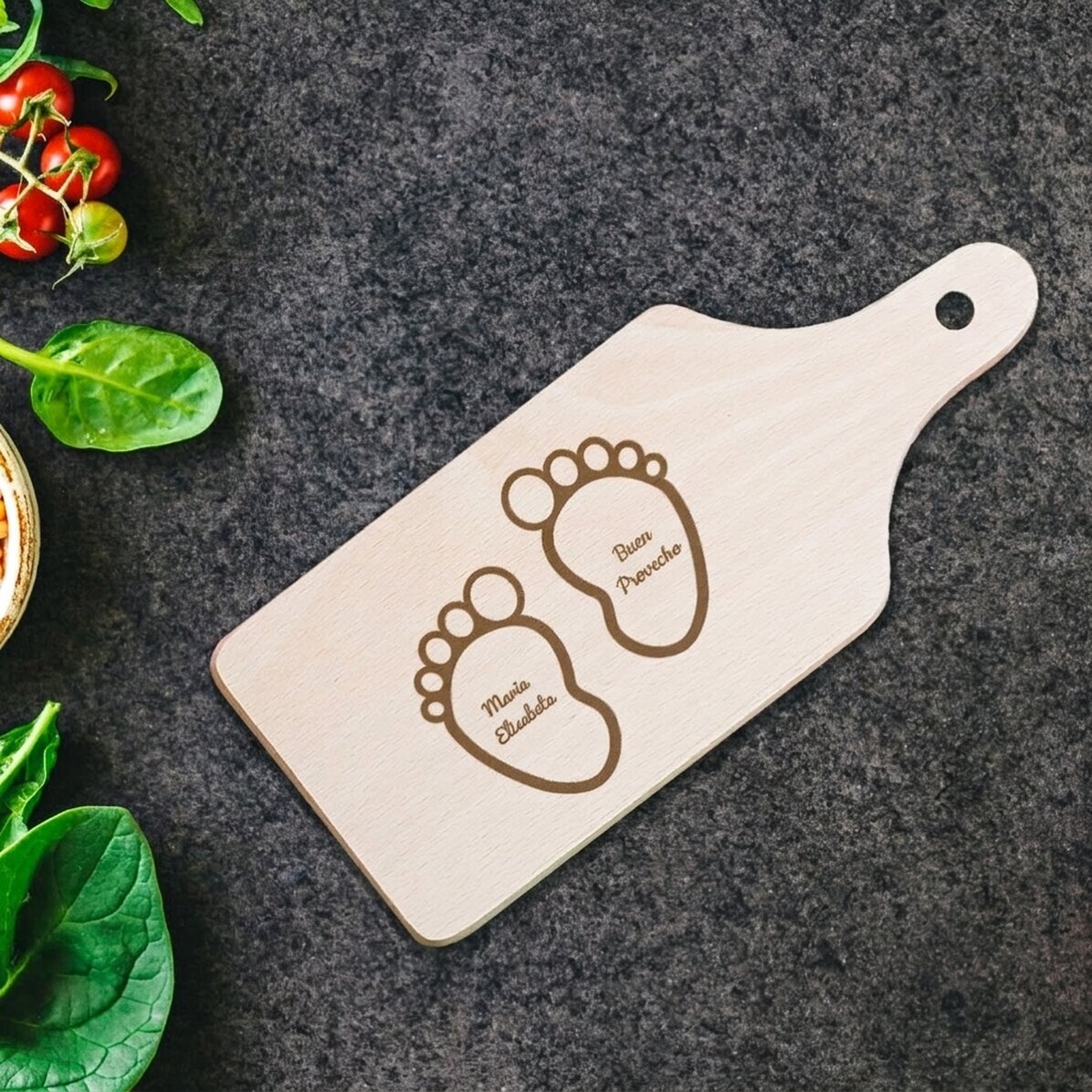 Mini tabla de cortar personalizada - Huella del bebé