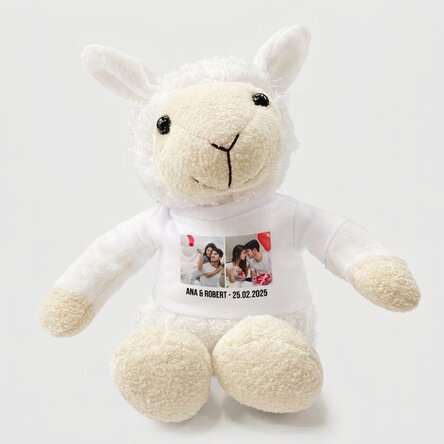 Peluche de oveja personalizado con 2 fotos y texto