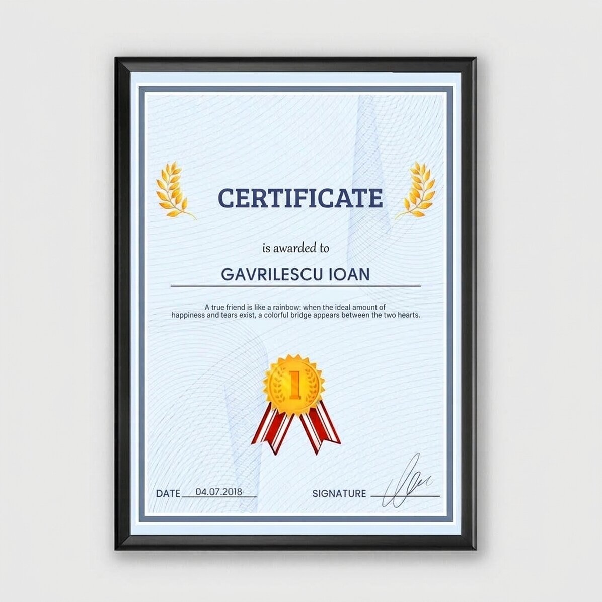 Cuadro personalizado - Certificado de agradecimiento