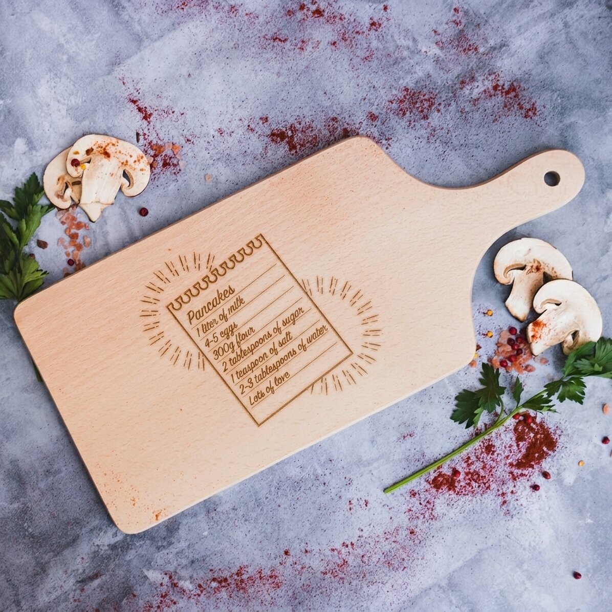 Tabla de cortar personalizada con tu receta