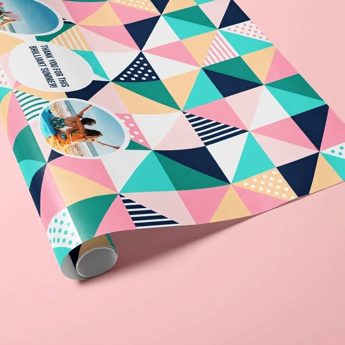 Papel de regalo personalizado con 2 fotos y texto