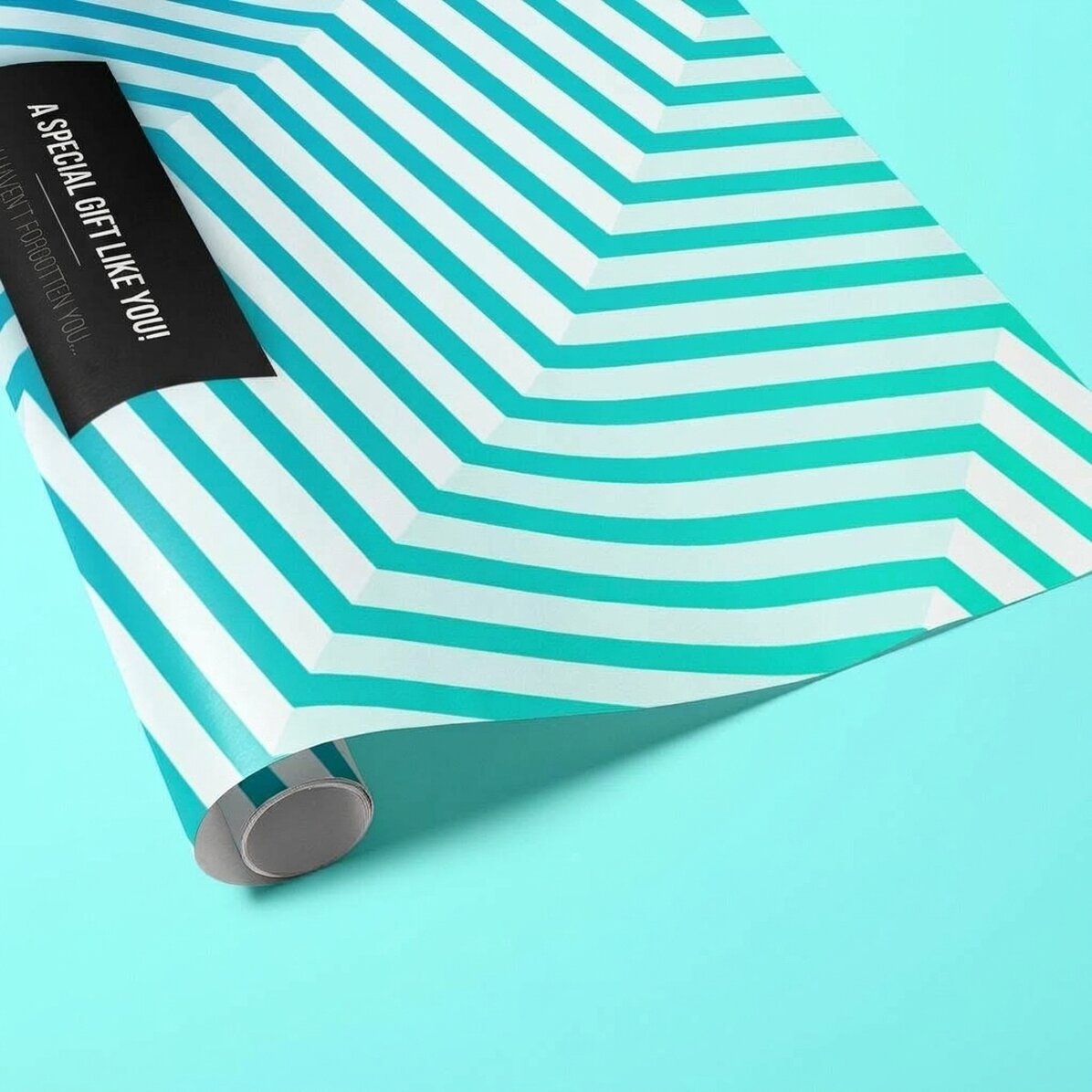 Papel de regalo personalizado: diseño con degradado azul y texto con borde negro