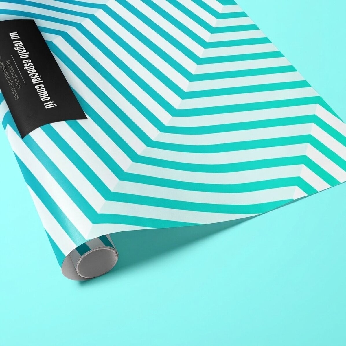 Papel de regalo personalizado: diseño con degradado azul y texto con borde negro