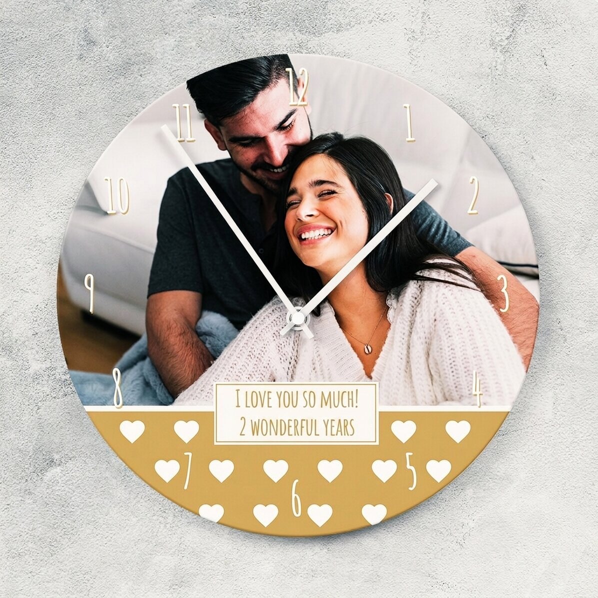 Reloj personalizado con una foto, un texto y números