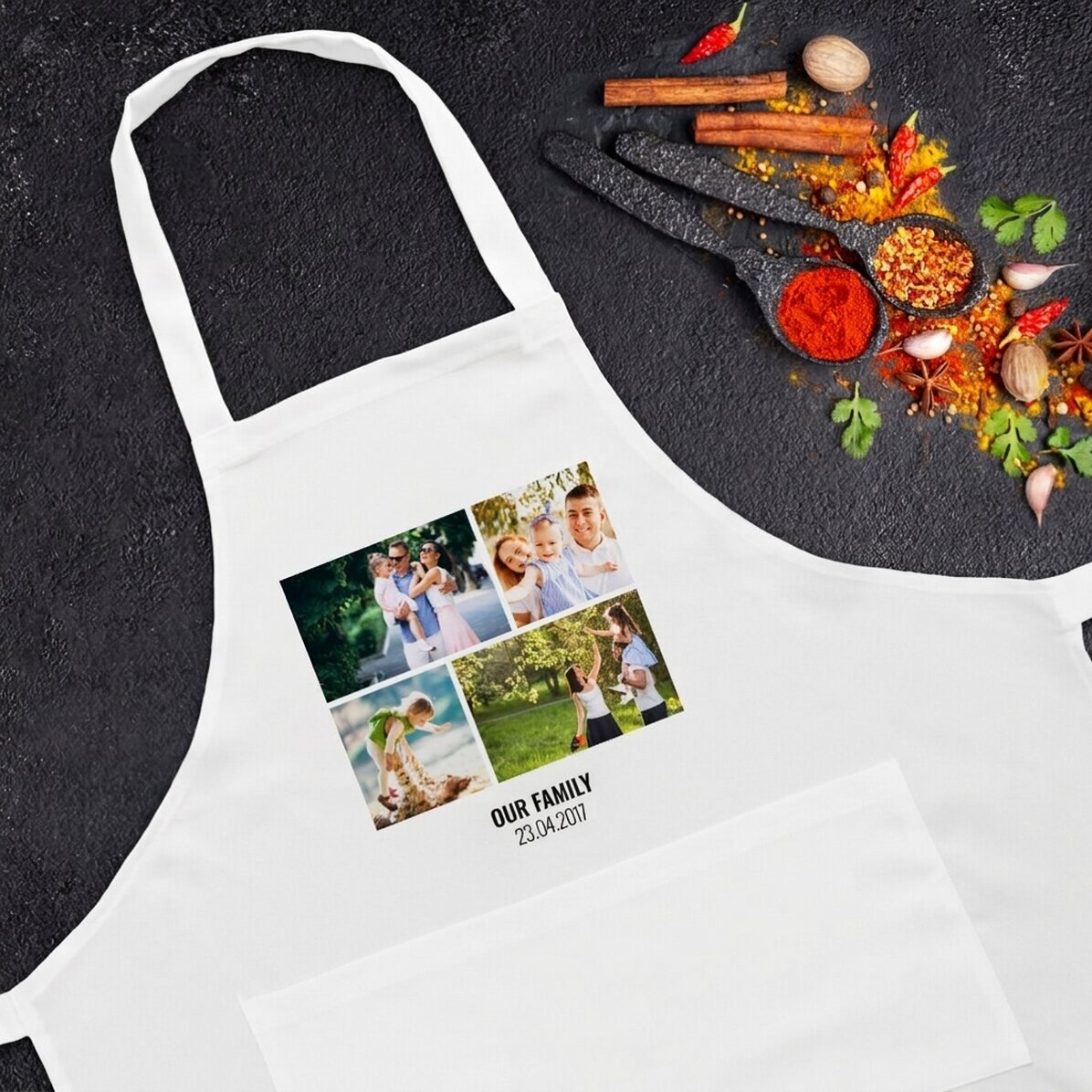 Tarjeta personalizada con 4 fotos y texto