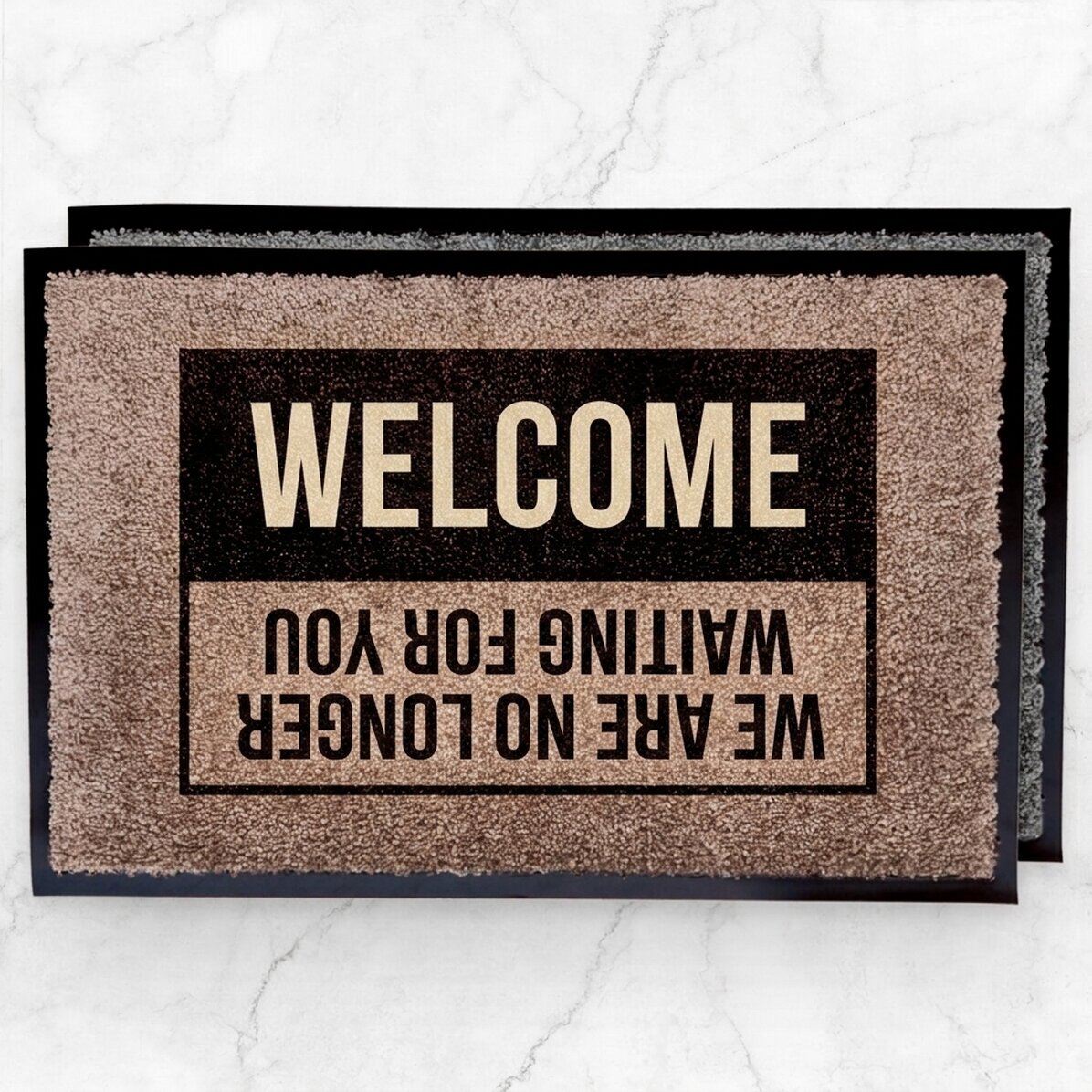 Alfombra de entrada para interior personalizada - «Bienvenido», «Adiós»