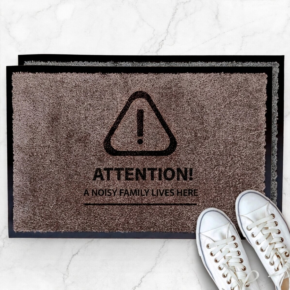 Alfombra de entrada para interiores personalizada - ¡Atención!