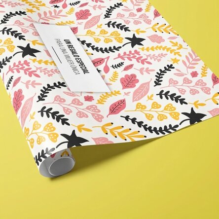 Papel de regalo personalizado con texto - Flores de otoño