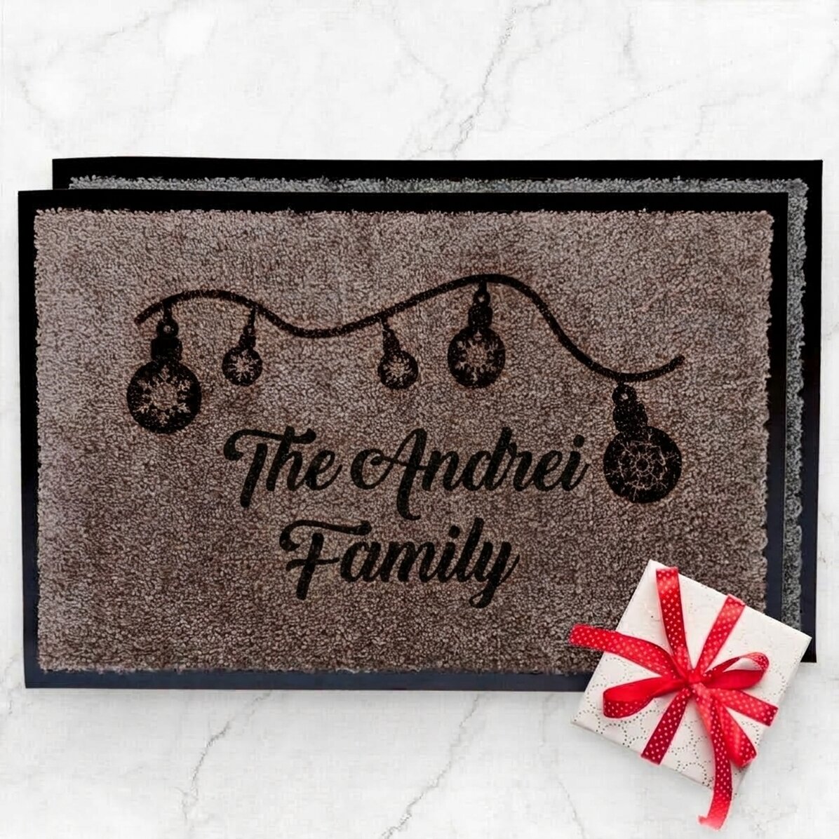 Alfombra de entrada para interior personalizada - Bolas de Navidad