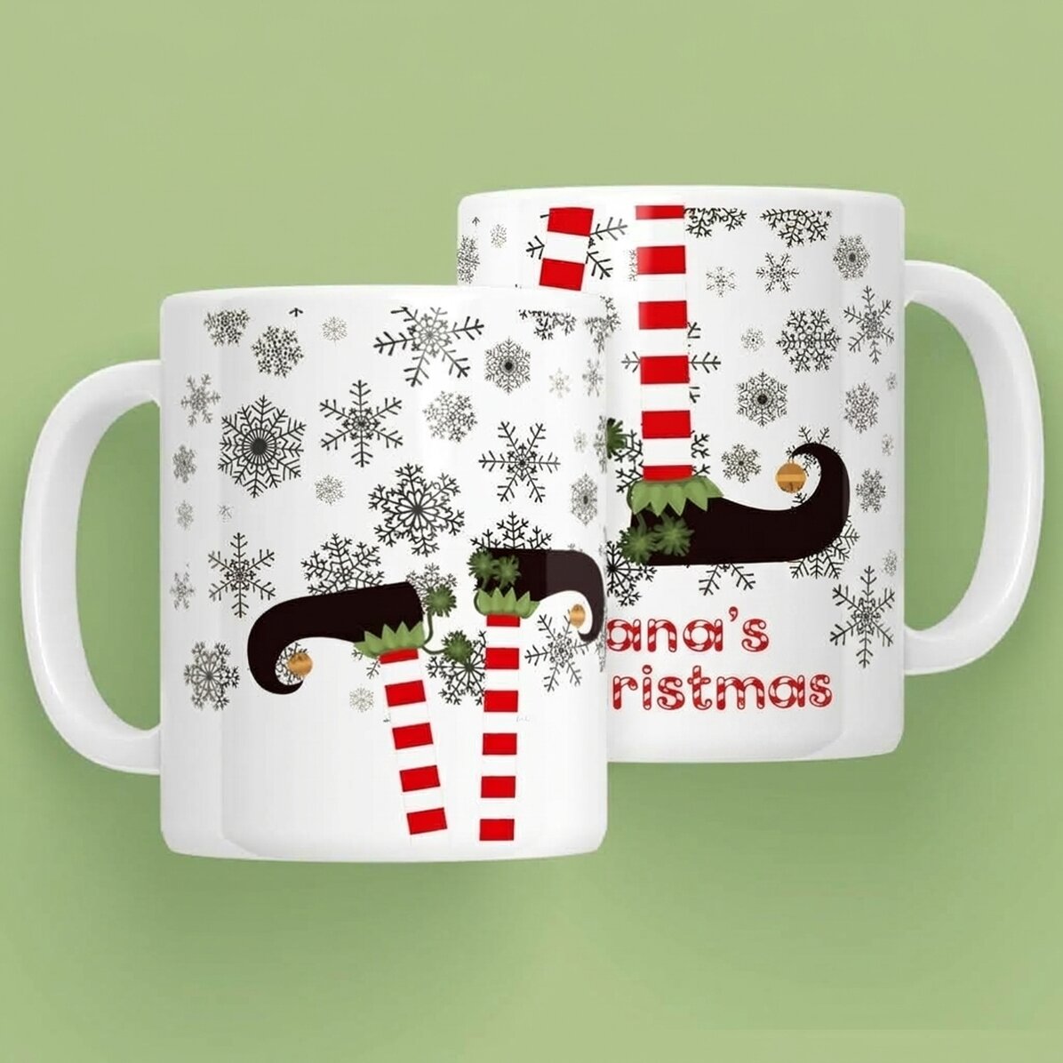 Taza personalizada de Elf con texto - modelo navideño