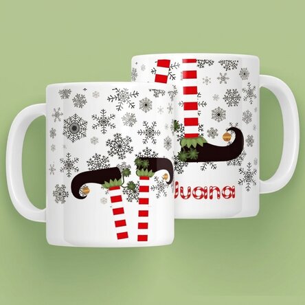 Taza personalizada de Elf con texto - modelo navideño