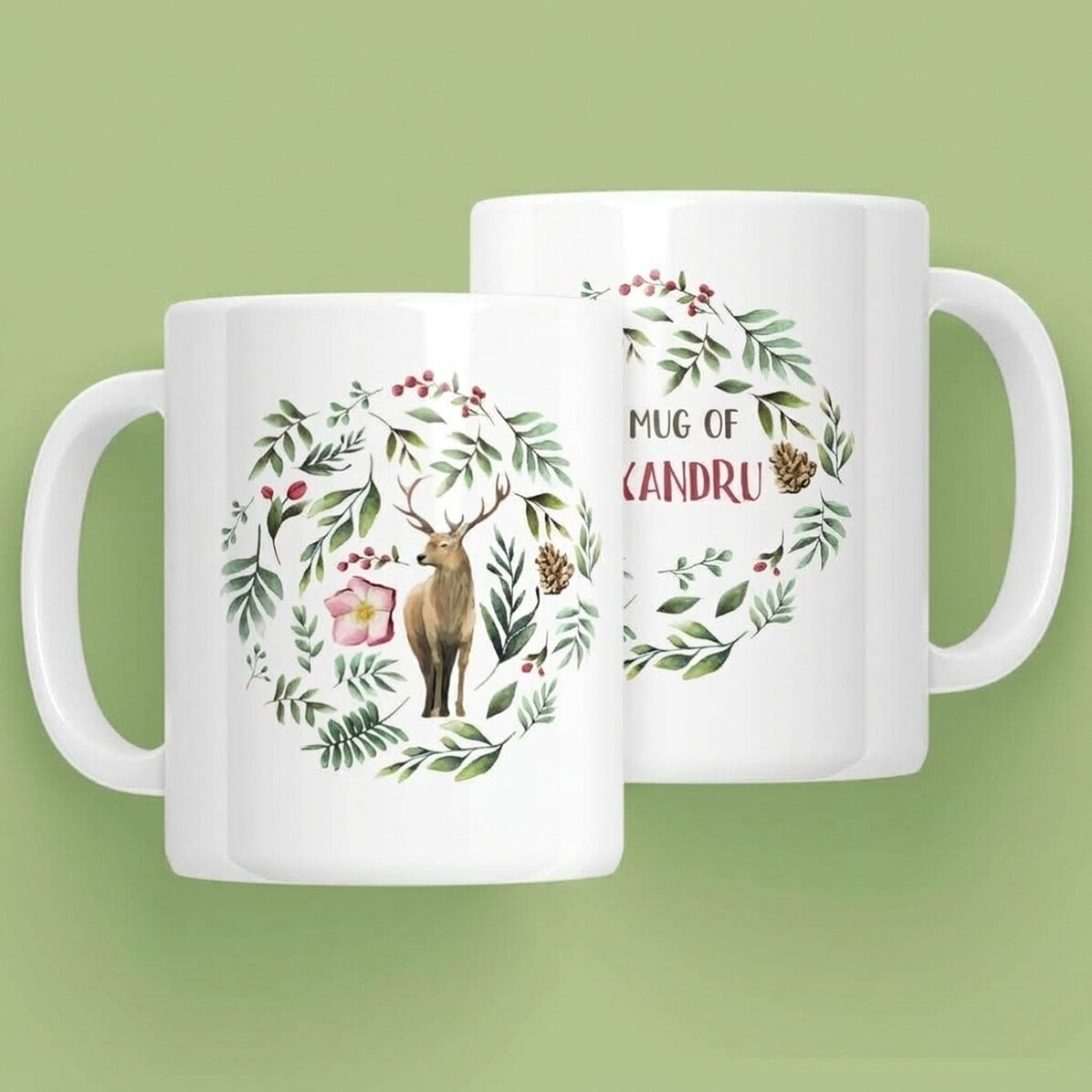 Taza personalizada con un reno para él - modelo navideño