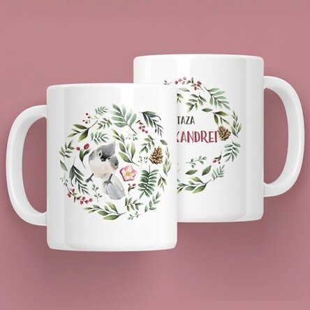 Taza personalizada con un pájaro para ella - modelo navideño