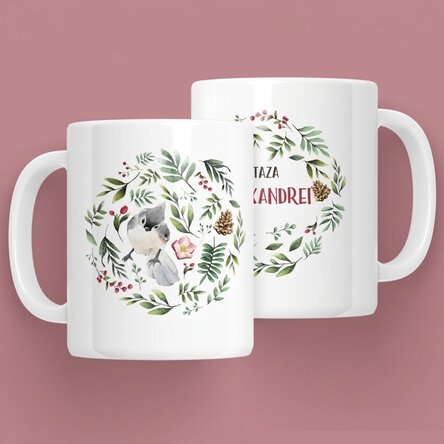 Taza personalizada con un pájaro para ella - modelo navideño