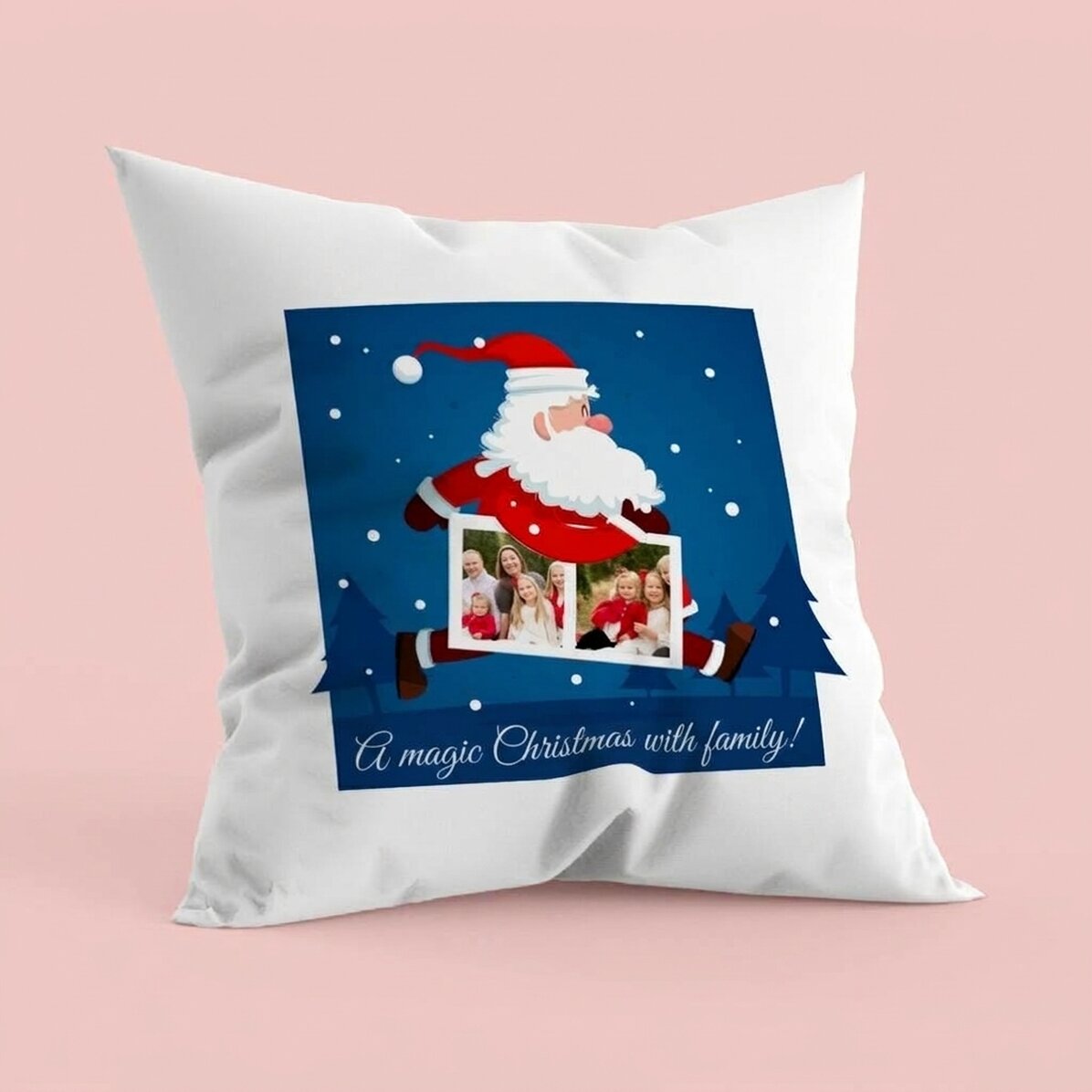 Cojín personalizado con dos fotos y texto: Papá Noel