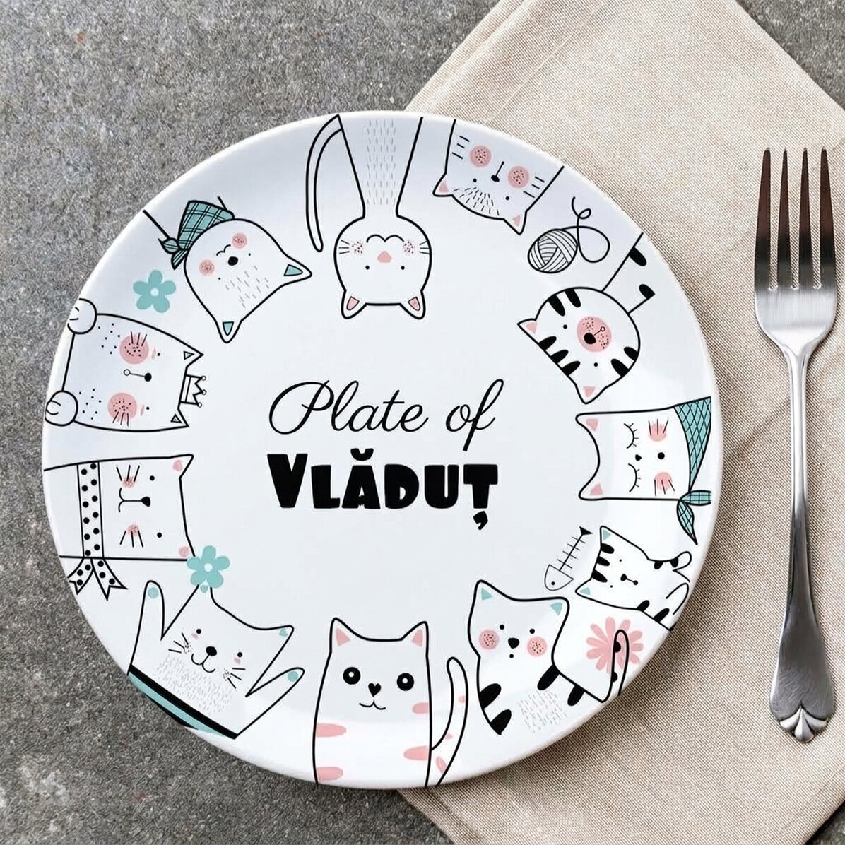 Plato personalizado con texto - Dibujos animados